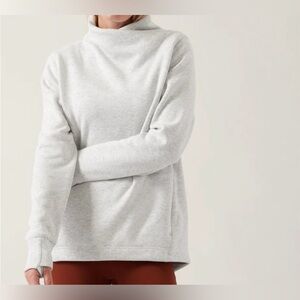 Athleta Cozy Twist Neck Sweatshirt, light gray, size XL